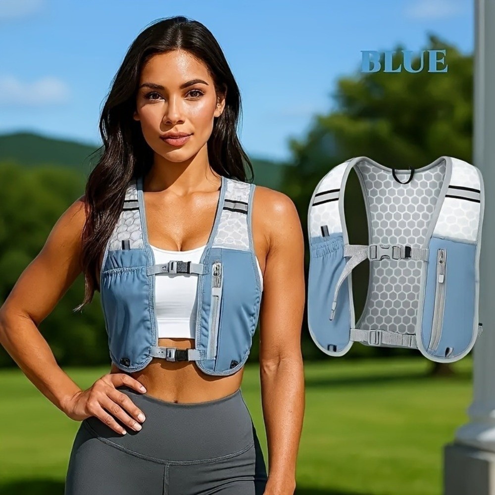 Reflective Cycling Vest - Waterproof Nylon Running Water Bottle Storage