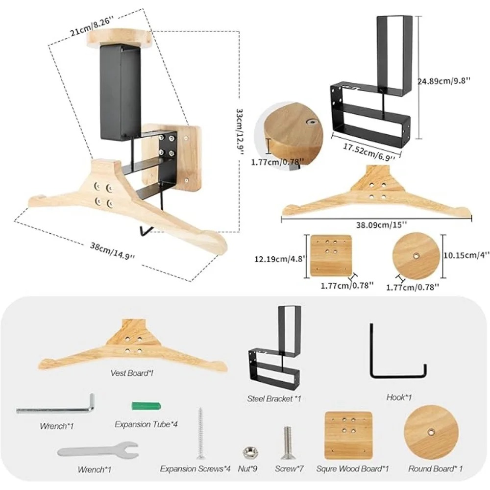 Motorcycle 1PCS Wooden Helmet  - Cycling Gear Wall Mount recension och pris