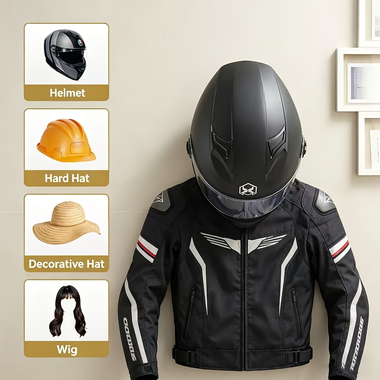 Motorcycle Helmet Holder Solid - Cycling Gear Wall Mount recension och pris