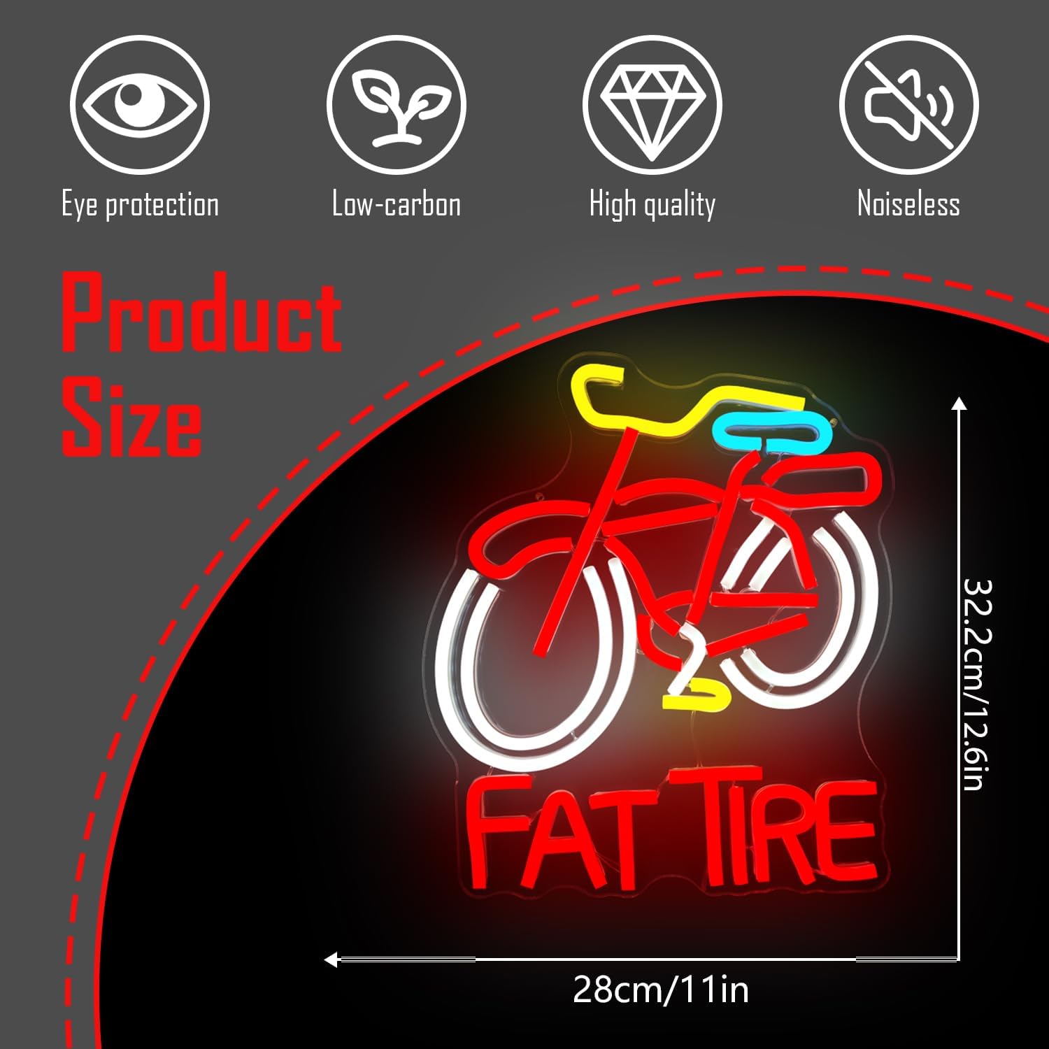 Fat Tire Bike LED Neon Sign US - Cycling Gear Indoor recension och pris