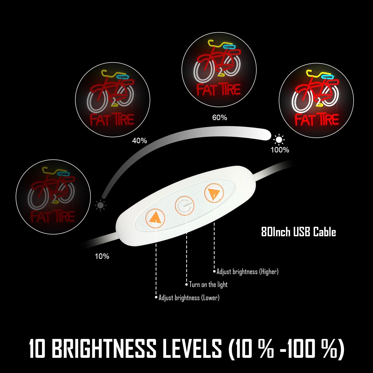 Fat Tire Bike LED Neon Sign US - Cycling Gear Indoor recension och pris