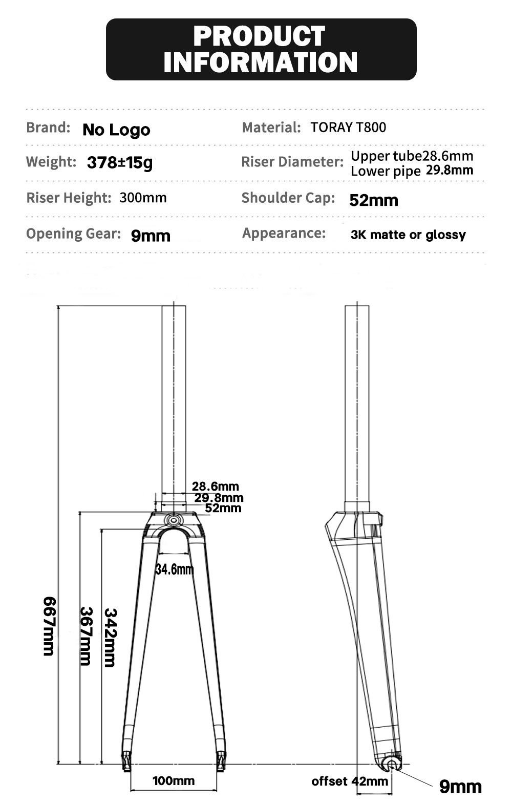 Road Bike Carbon Fiber Fork 70 - Cycling Gear Inches recension och pris