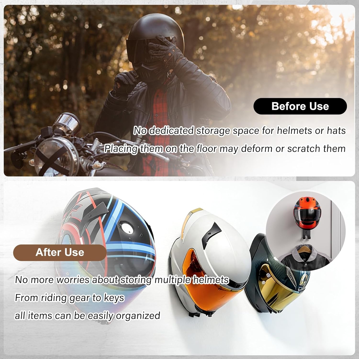 Motorcycle Helmet Holder Wall  - Cycling Gear Wall Mount recension och pris